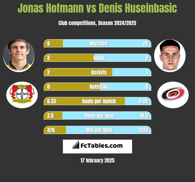 Jonas Hofmann vs Denis Huseinbasic h2h player stats