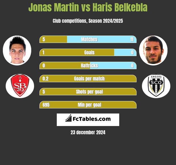 Jonas Martin vs Haris Belkebla h2h player stats