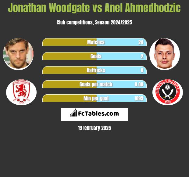 Jonathan Woodgate vs Anel Ahmedhodzic h2h player stats