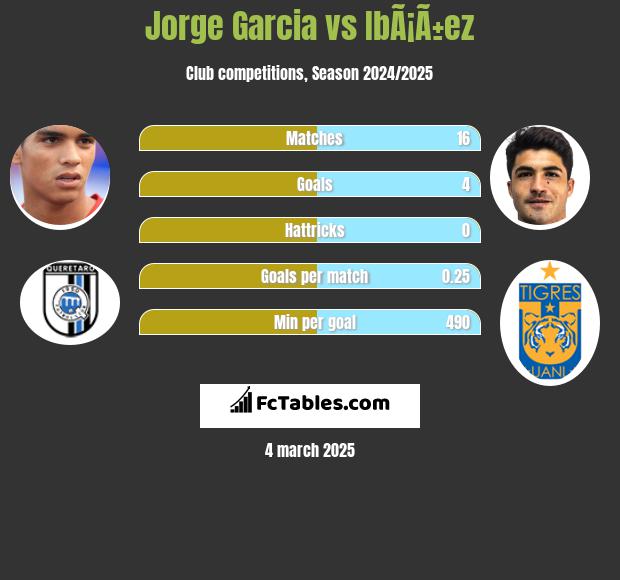 Jorge Garcia vs IbÃ¡Ã±ez h2h player stats