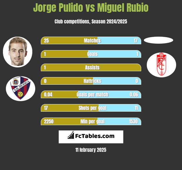 Jorge Pulido vs Miguel Rubio h2h player stats