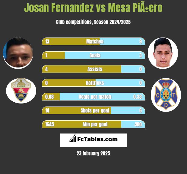 Josan Fernandez vs Mesa PiÃ±ero h2h player stats