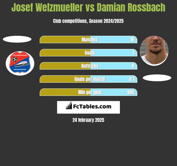 Josef Welzmueller vs Damian Rossbach h2h player stats