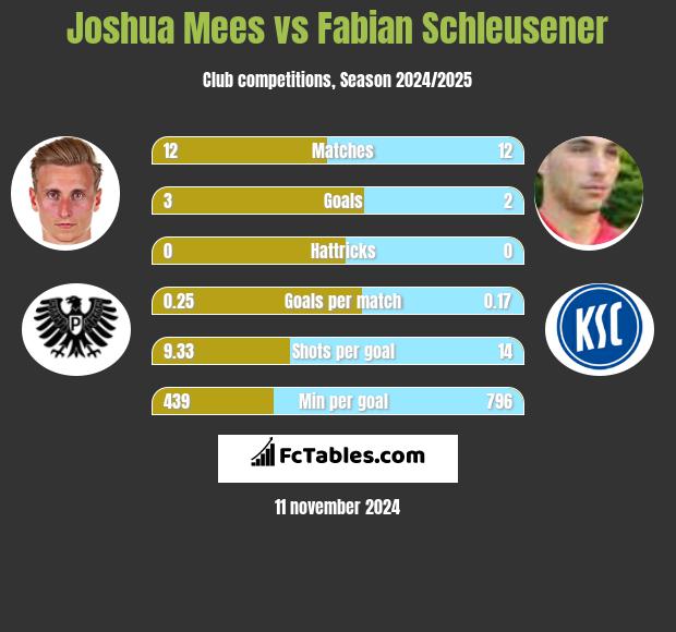 Joshua Mees vs Fabian Schleusener h2h player stats