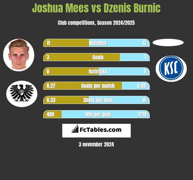 Joshua Mees vs Dzenis Burnic h2h player stats