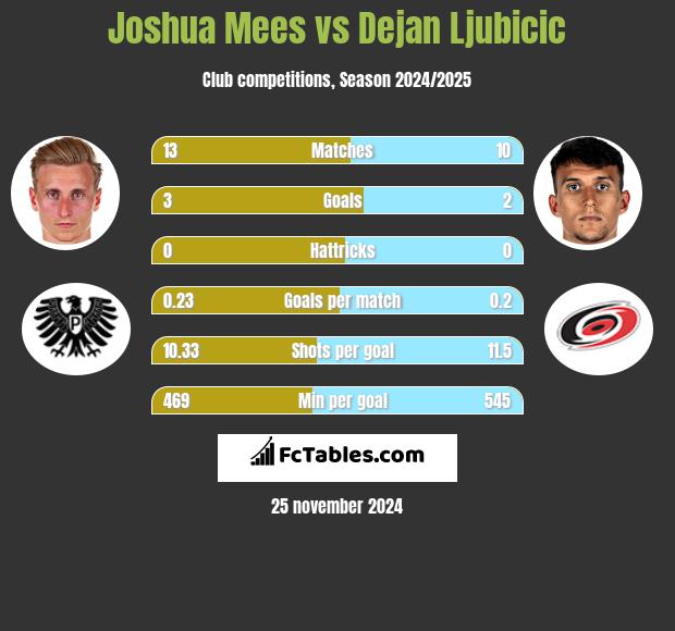 Joshua Mees vs Dejan Ljubicic h2h player stats