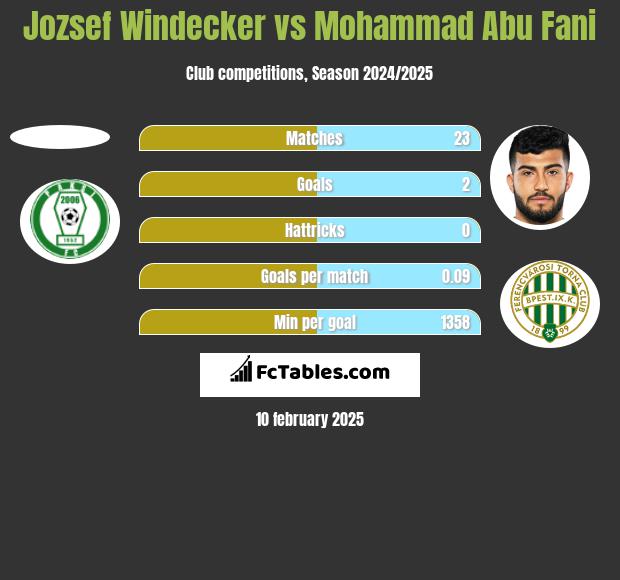 Jozsef Windecker vs Mohammad Abu Fani h2h player stats