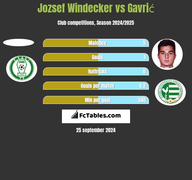 Jozsef Windecker vs Gavrić h2h player stats