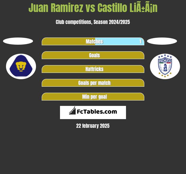 Juan Ramirez vs Castillo LiÃ±Ã¡n h2h player stats