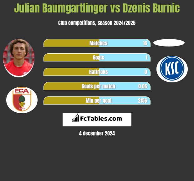 Julian Baumgartlinger vs Dzenis Burnic h2h player stats