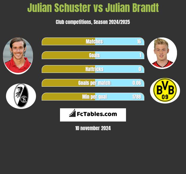 Julian Schuster vs Julian Brandt h2h player stats