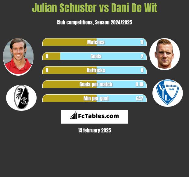 Julian Schuster vs Dani De Wit h2h player stats