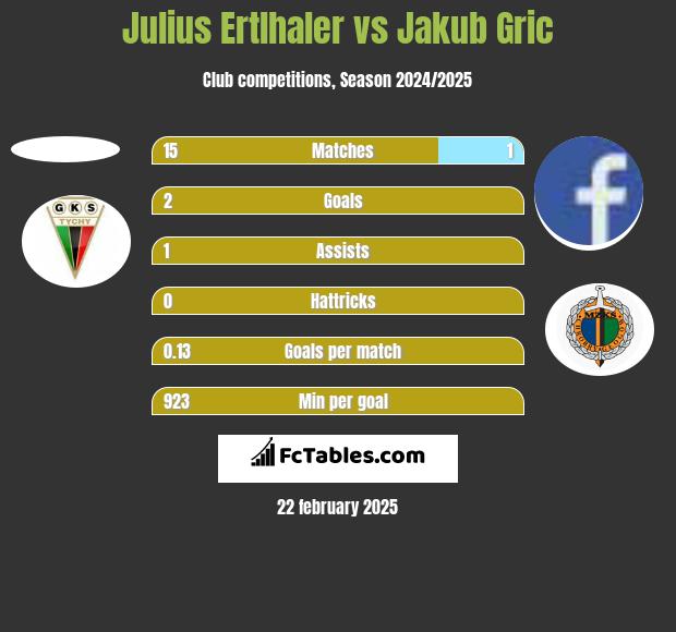 Julius Ertlhaler vs Jakub Gric h2h player stats