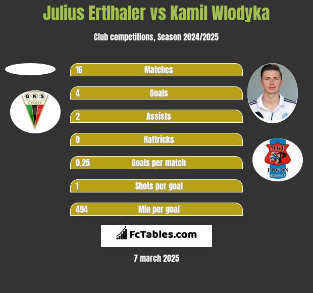 Julius Ertlhaler vs Kamil Wlodyka h2h player stats