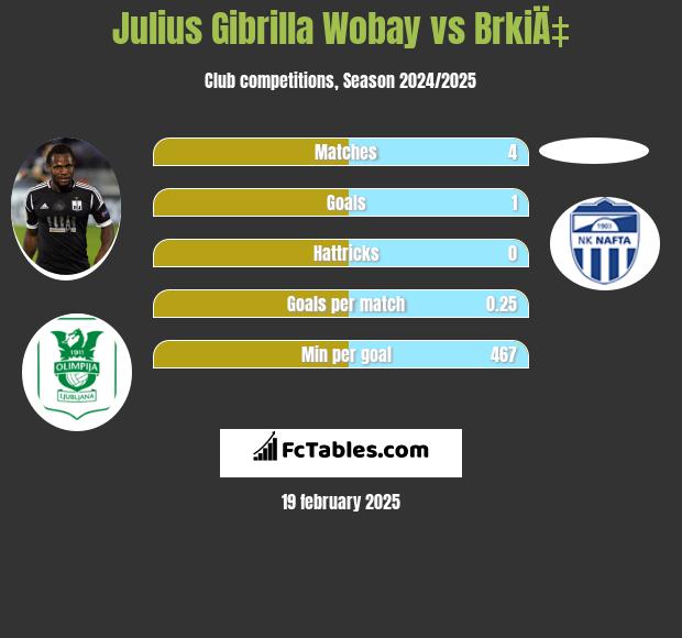 Julius Gibrilla Wobay vs BrkiÄ‡ h2h player stats