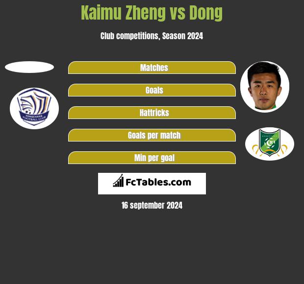 Kaimu Zheng vs Dong h2h player stats