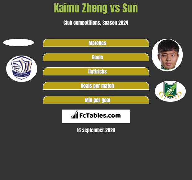 Kaimu Zheng vs Sun h2h player stats