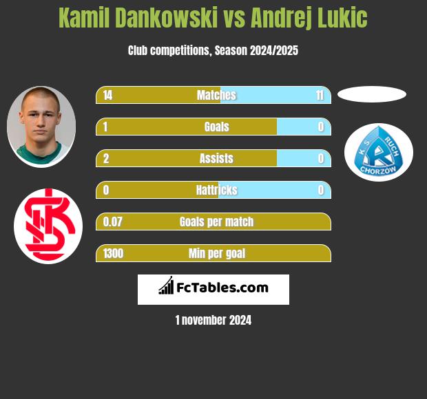 Kamil Dankowski vs Andrej Lukic h2h player stats