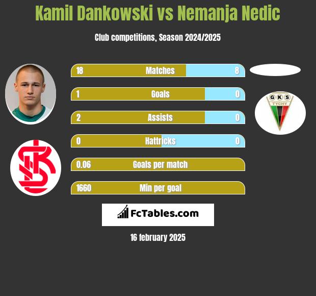 Kamil Dankowski vs Nemanja Nedic h2h player stats