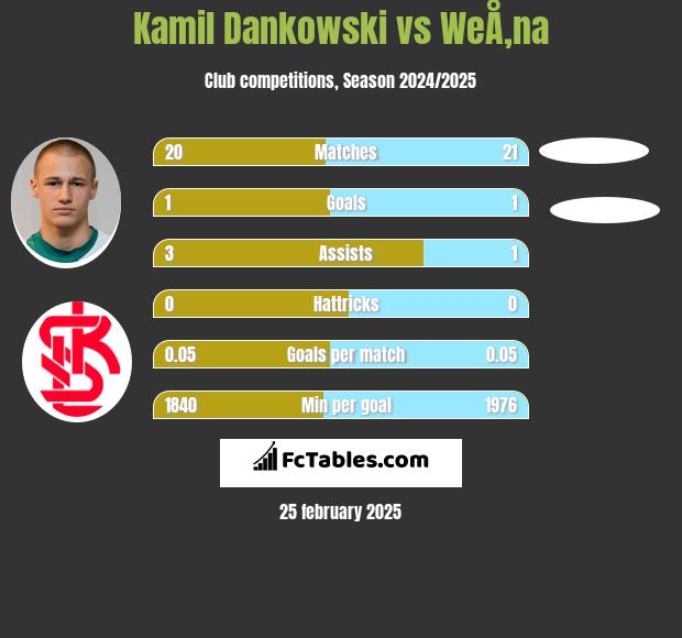 Kamil Dankowski vs WeÅ‚na h2h player stats