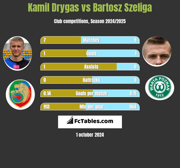 Kamil Drygas vs Bartosz Szeliga h2h player stats