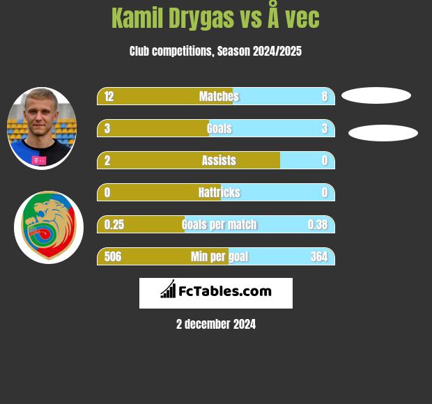 Kamil Drygas vs Å vec h2h player stats