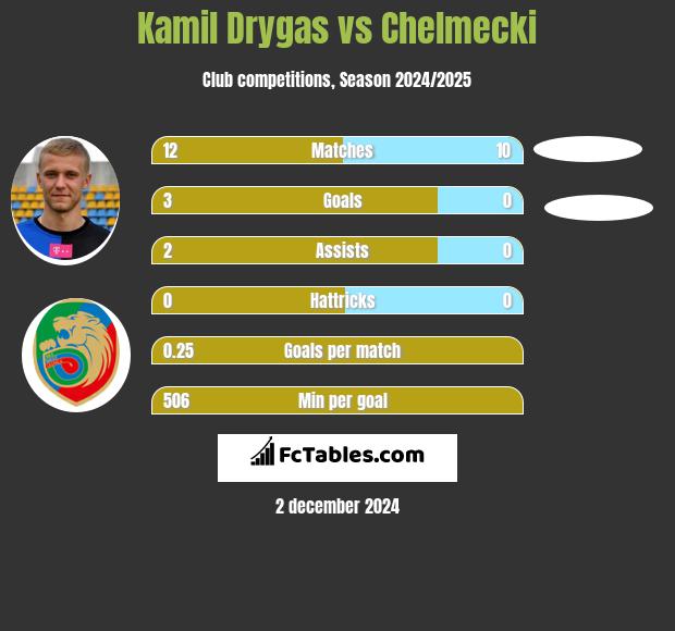 Kamil Drygas vs Chelmecki h2h player stats