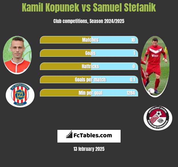 Kamil Kopunek vs Samuel Stefanik h2h player stats