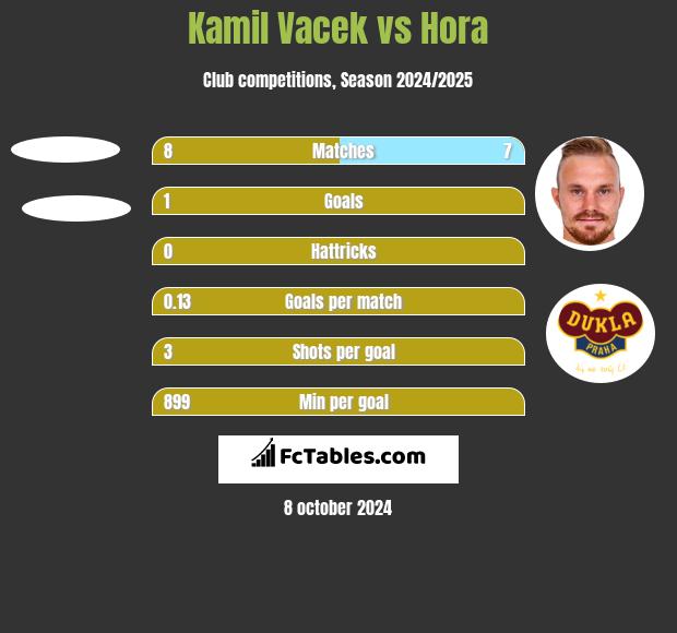 Kamil Vacek vs Hora h2h player stats