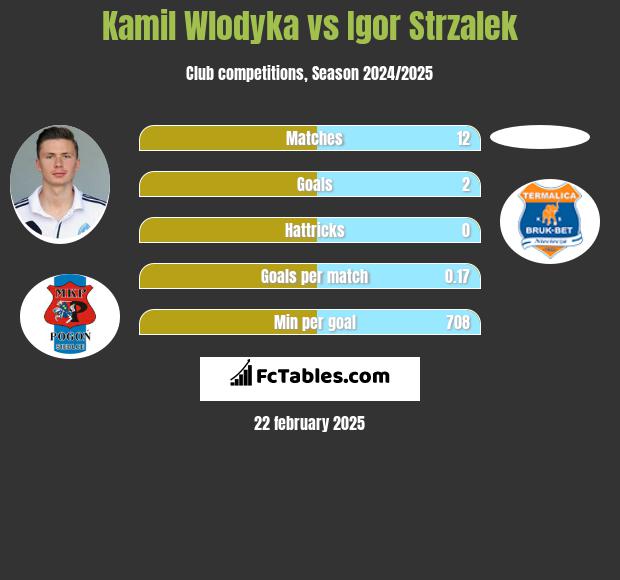 Kamil Włodyka vs Igor Strzalek h2h player stats