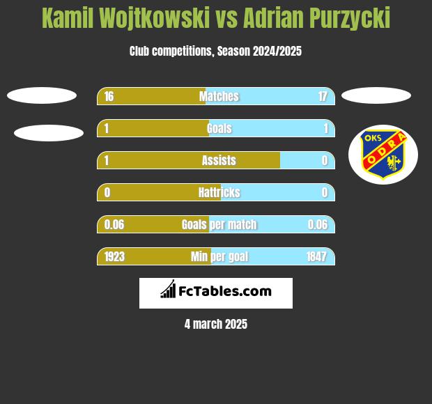 Kamil Wojtkowski vs Adrian Purzycki h2h player stats