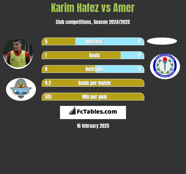 Karim Hafez vs Amer h2h player stats