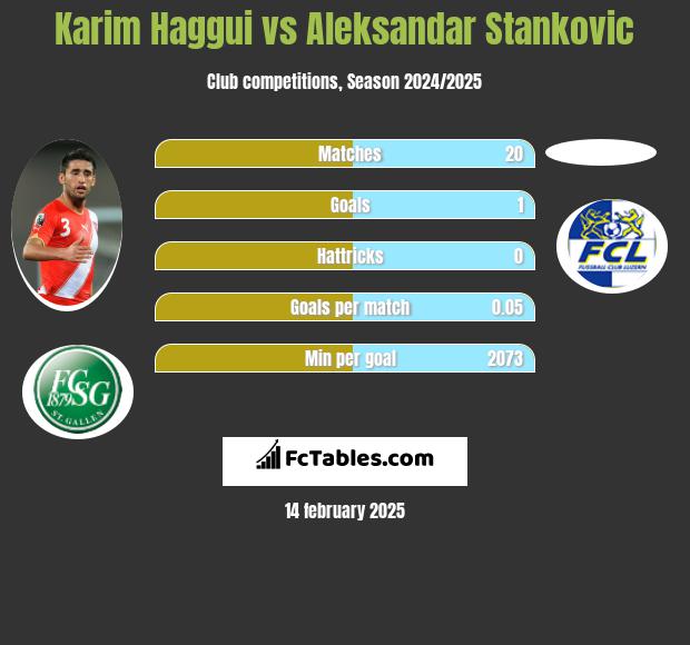 Karim Haggui vs Aleksandar Stankovic h2h player stats