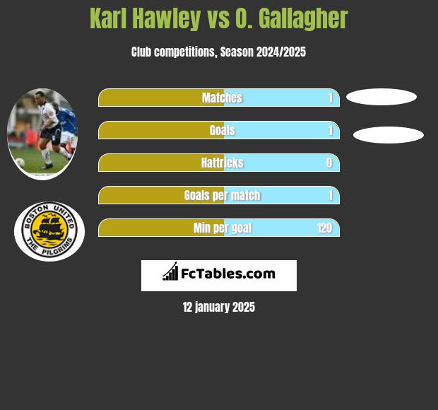 Karl Hawley vs O. Gallagher h2h player stats