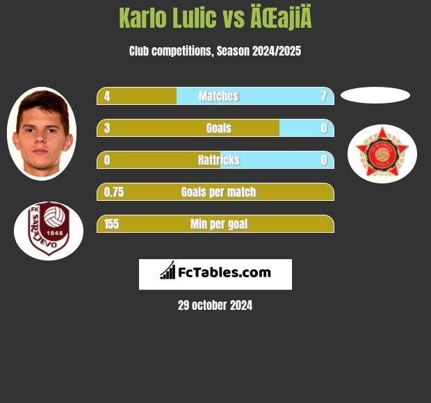 Karlo Lulic vs ÄŒajiÄ h2h player stats