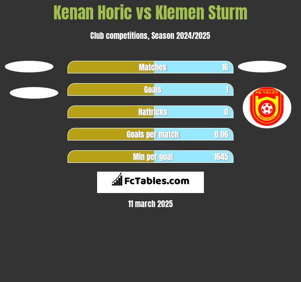 Kenan Horic vs Klemen Sturm h2h player stats