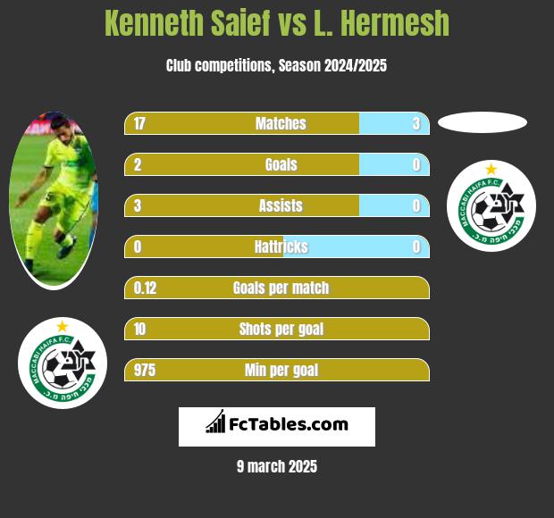 Kenneth Saief vs L. Hermesh h2h player stats