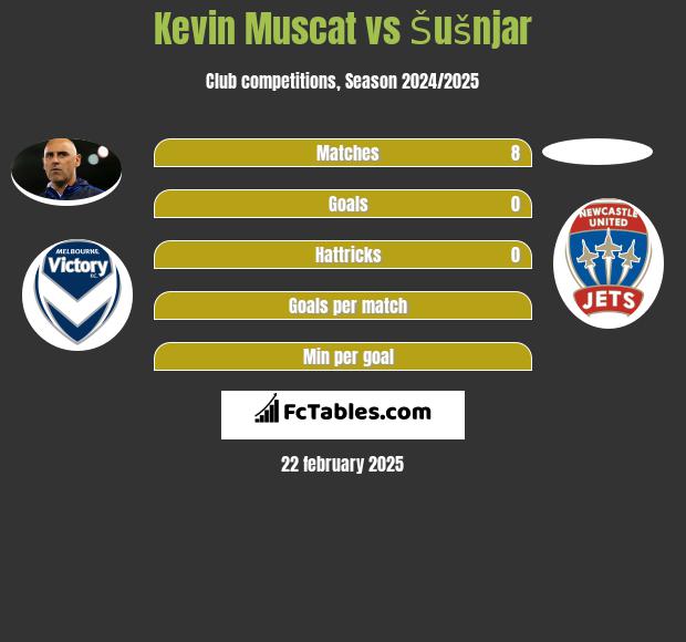 Kevin Muscat vs Šušnjar h2h player stats