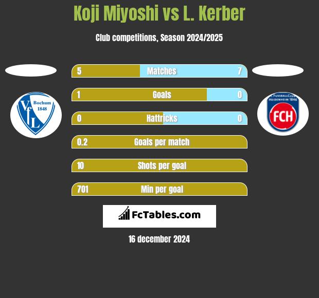 Koji Miyoshi vs L. Kerber h2h player stats