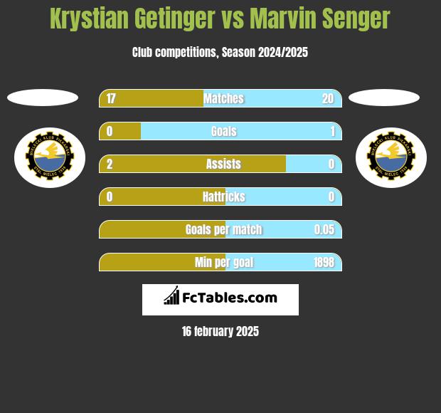 Krystian Getinger vs Marvin Senger h2h player stats