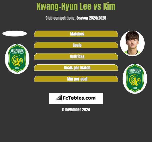 Kwang-Hyun Lee vs Kim h2h player stats