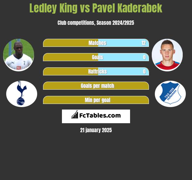 Ledley King vs Pavel Kaderabek h2h player stats