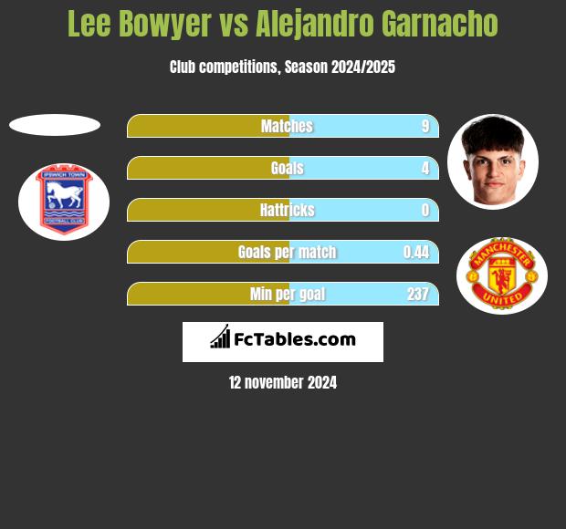 Lee Bowyer vs Alejandro Garnacho h2h player stats