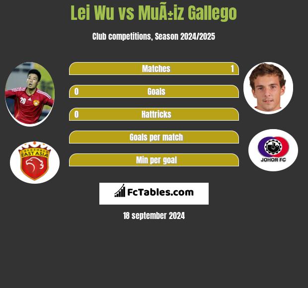 Lei Wu vs MuÃ±iz Gallego h2h player stats