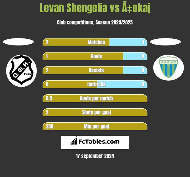 Levan Shengelia vs Ã‡okaj h2h player stats