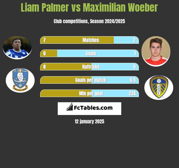 Liam Palmer vs Maximilian Woeber h2h player stats