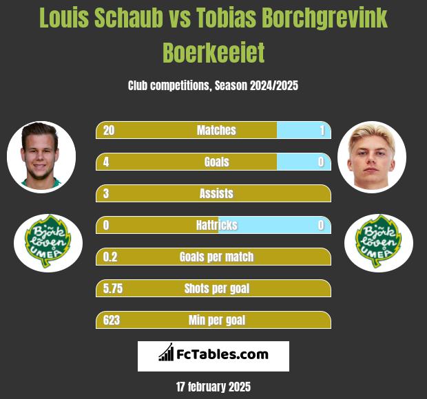 Louis Schaub vs Tobias Borchgrevink Boerkeeiet h2h player stats