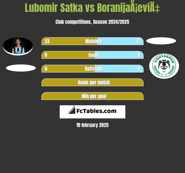 Lubomir Satka vs BoranijaÅ¡eviÄ‡ h2h player stats