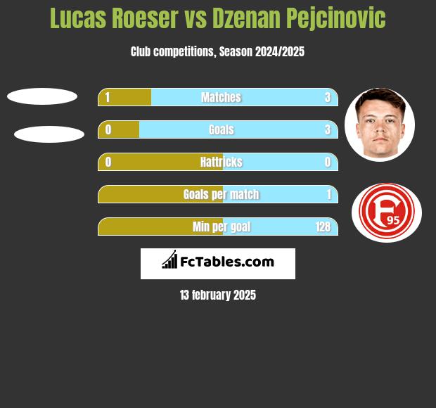 Lucas Roeser vs Dzenan Pejcinovic h2h player stats