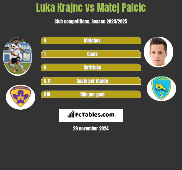 Luka Krajnc vs Matej Palcic h2h player stats